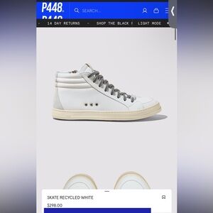 P448 Men's White and Gray High-Top Sneakers